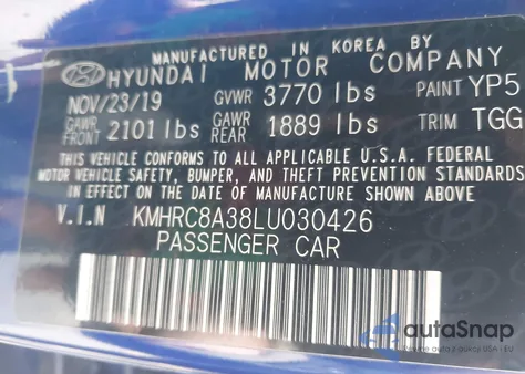 2020 Hyundai Venue Sel from USA, damaged, VIN KMHRC8A38LU030426